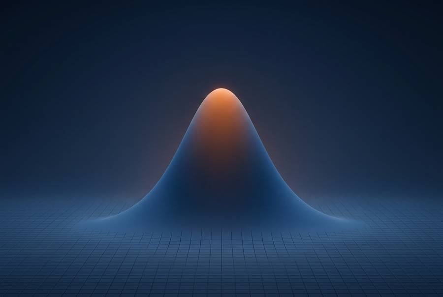 Abstract probability bell curve representing actuarial pricing, reserving and capital modelling