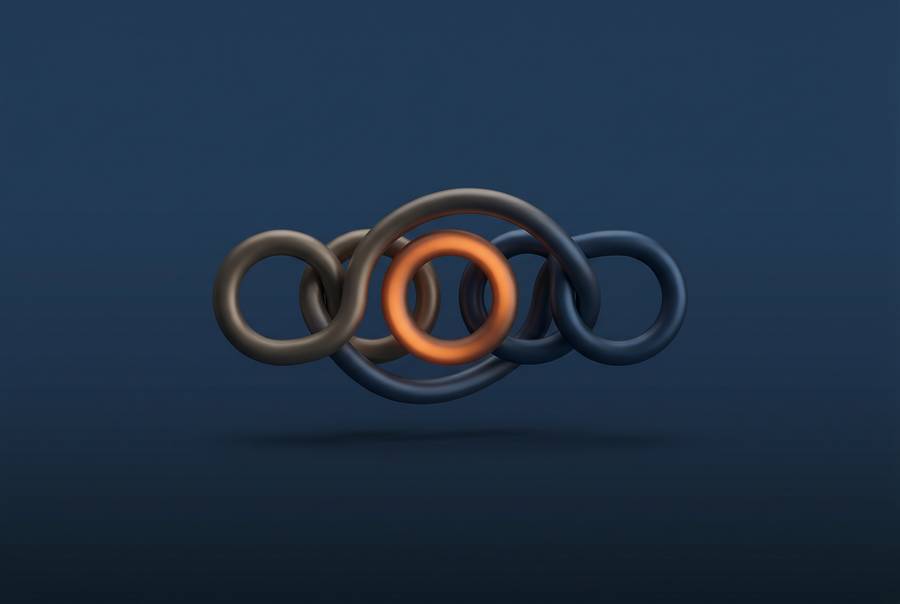 Abstract interlocking rings representing an embedded RPO partnership