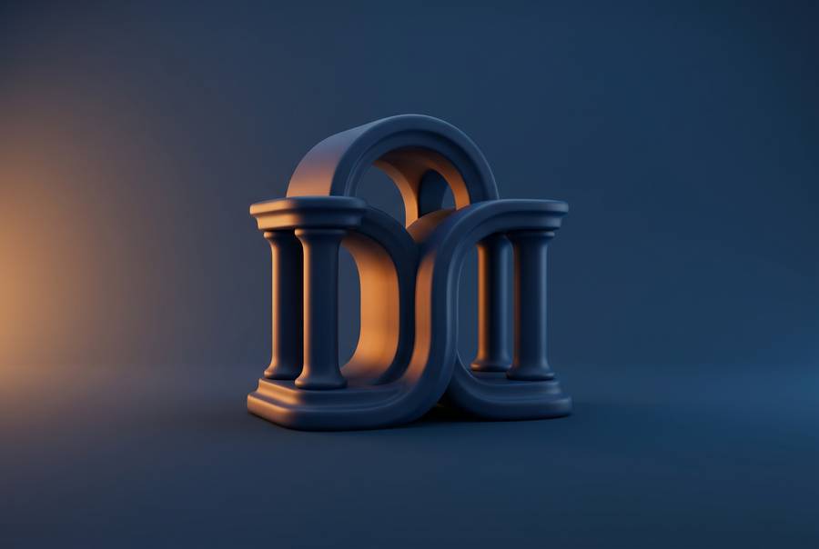 Abstract dimensional colonnade representing banking