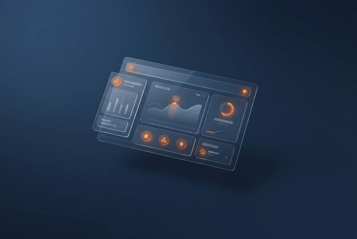Abstract dimensional data dashboard representing insurance technology