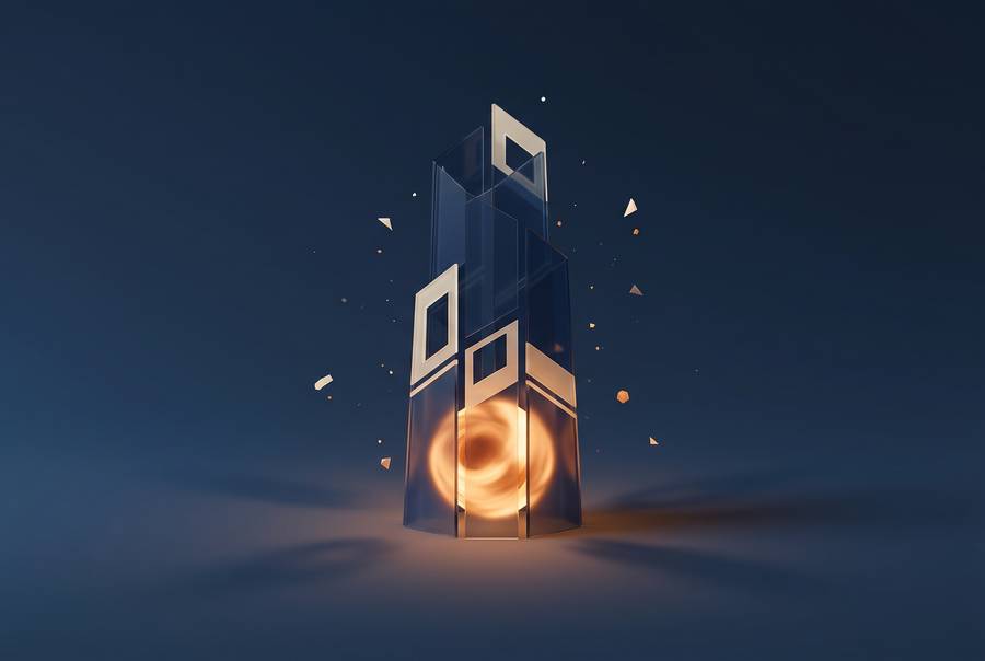 Abstract dimensional glass tower representing the insurance sector