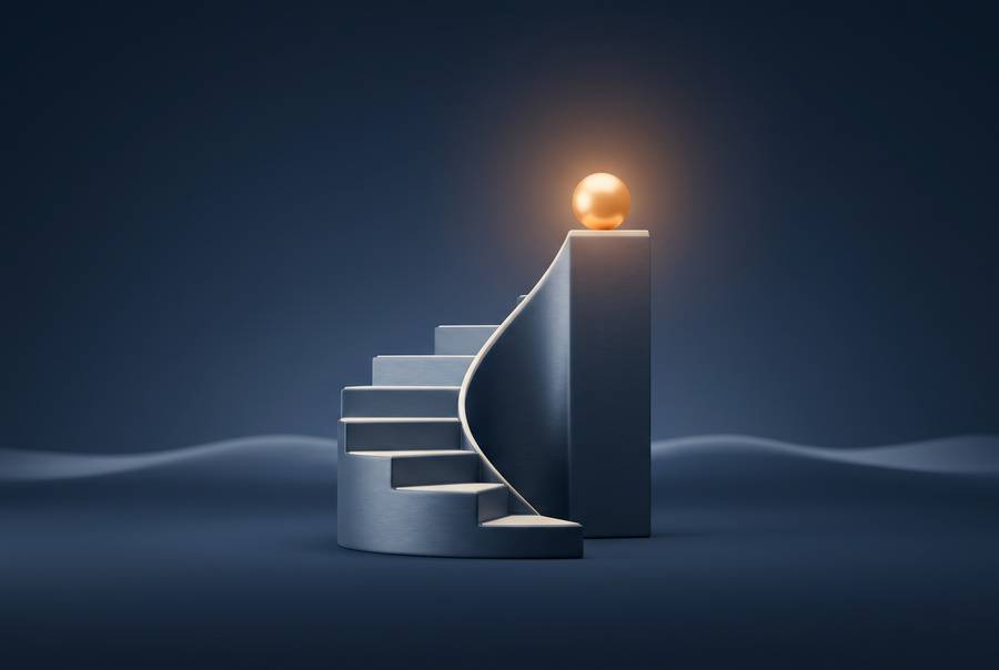 Abstract dimensional ascending curve representing pensions and long term investment