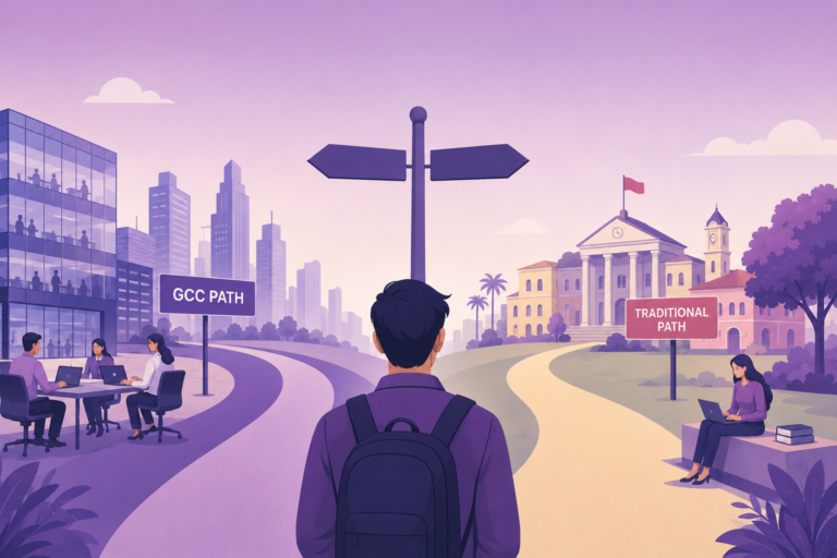 Candidate choosing between a GCC career path and a traditional career path