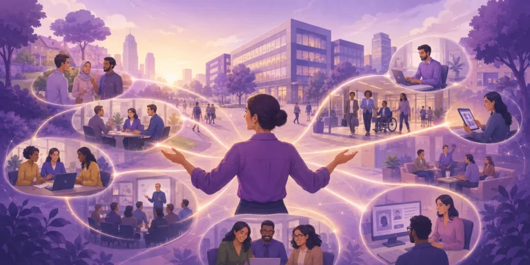 Recruiter connecting diverse candidates through multiple inclusive talent-attraction channels